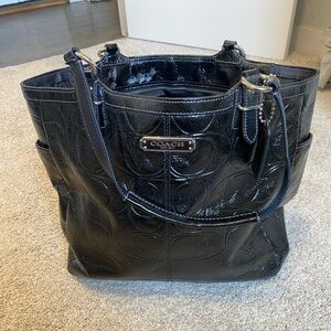 Coach Black Embossed Tote Bag